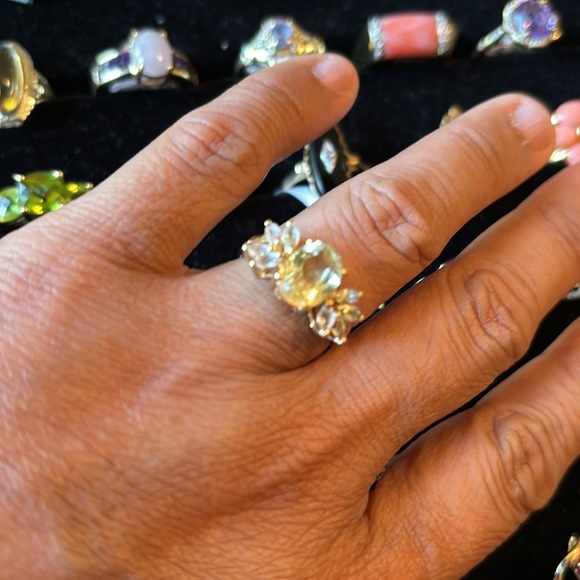 14k gold lemons quartz & white topaz ring - Picture 3 of 5